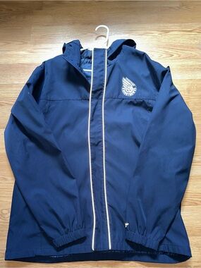 Knighthawks Navy Hooded Windbreaker Jacket with Reflective Piping